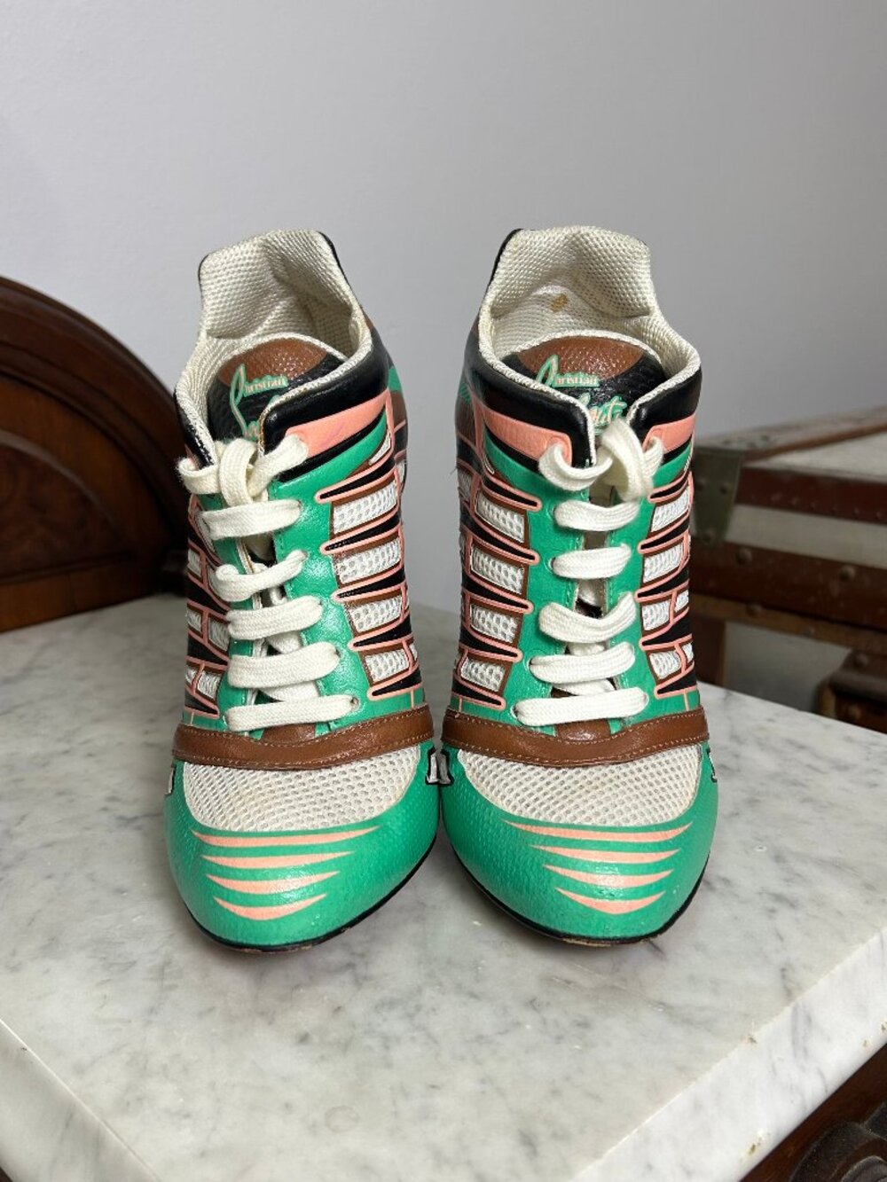 Christian Louboutin Boltina 120 Mint/Brown Sneaker Heels size 38.5 - Picture 4 of 11